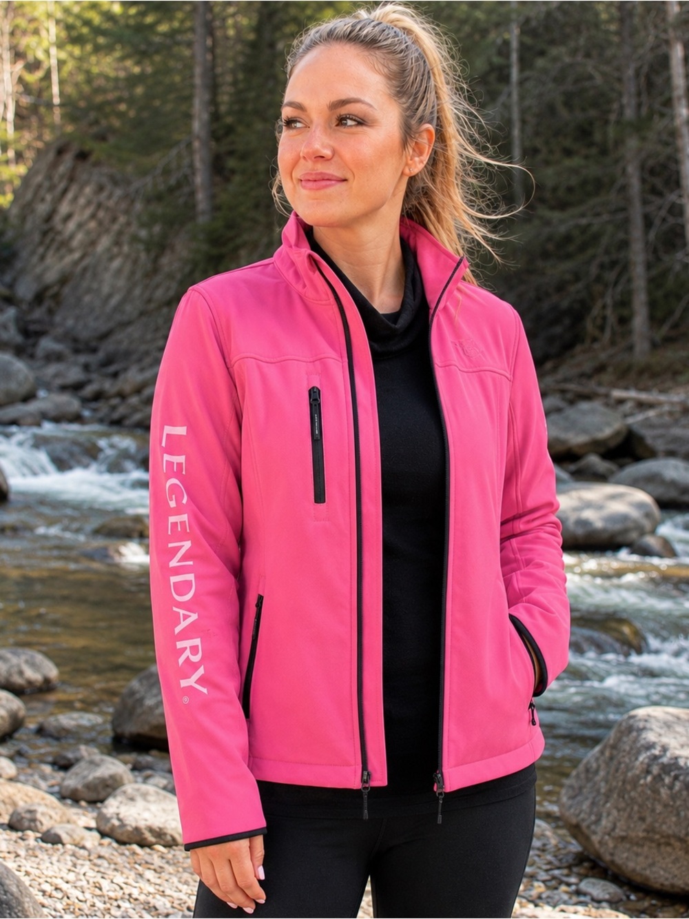 Legendary Whitetails Pink Fleece Lined Softshell Jacket Women M Zip Up
